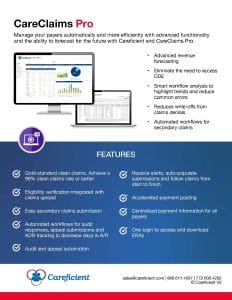 CareClaims Pro features sheet
