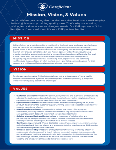 Careficient Mission, Vision, and Values sheet